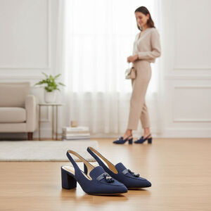 LifeStride Casual Penny Loafer Moccasins Sling Back Shoes Sz 8.5 M Navy Blue